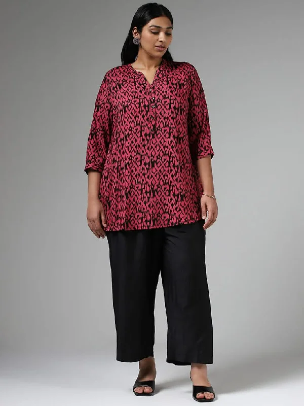 Women's pants for business trips Bootcut women jeans to complement various shoe styles Diza Dark Pink Ikat Printed Kurti Women's pants for business trips Bootcut women jeans to complement various shoe styles Diza Dark Pink Ikat Printed Kurti