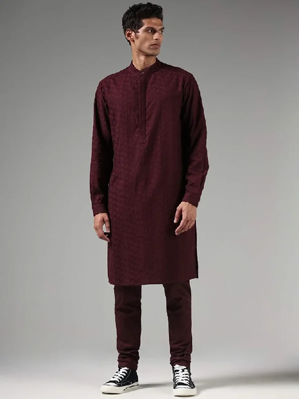 Women's pants for travel Embellished women jeans with studs or rhinestones for a glamorous touch Kala by ETA Wine Chikankari Embroidered Kurta Women's pants for travel Embellished women jeans with studs or rhinestones for a glamorous touch Kala by ETA Wine Chikankari Embroidered Kurta
