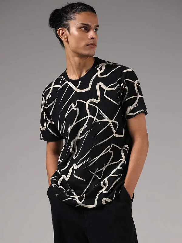 Women's belt - looped work pants Stretch women jeans for enhanced mobility and comfort Nuon Black Abstract Printed Cotton Slim-Fit T-Shirt Women's belt - looped work pants Stretch women jeans for enhanced mobility and comfort Nuon Black Abstract Printed Cotton Slim-Fit T-Shirt