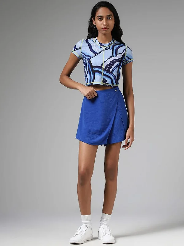 Women's denim shorts - style pants Light - wash women jeans for a fresh and summery appearance Nuon Solid Cobalt Blue Skirt Women's denim shorts - style pants Light - wash women jeans for a fresh and summery appearance Nuon Solid Cobalt Blue Skirt