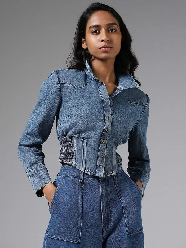 Women's printed floral pants High - waisted women jeans for a flattering silhouette Nuon Solid Mid Blue Crop Denim Jacket Women's printed floral pants High - waisted women jeans for a flattering silhouette Nuon Solid Mid Blue Crop Denim Jacket