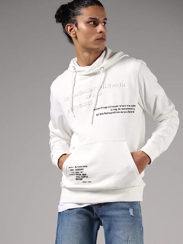Women's nursing work pants Straight - leg women jeans with a classic and timeless appeal Nuon White Typographic Print Hoodie Cotton Blend Relaxed-Fit Sweatshirt Women's nursing work pants Straight - leg women jeans with a classic and timeless appeal Nuon White Typographic Print Hoodie Cotton Blend Relaxed-Fit Sweatshirt