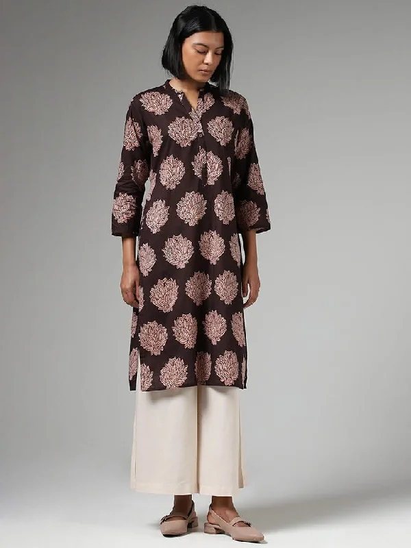 Women's winter - warm fleece - lined pants Bootcut women jeans to complement various shoe styles Utsa Dark Brown Floral Printed Straight Kurta Women's winter - warm fleece - lined pants Bootcut women jeans to complement various shoe styles Utsa Dark Brown Floral Printed Straight Kurta