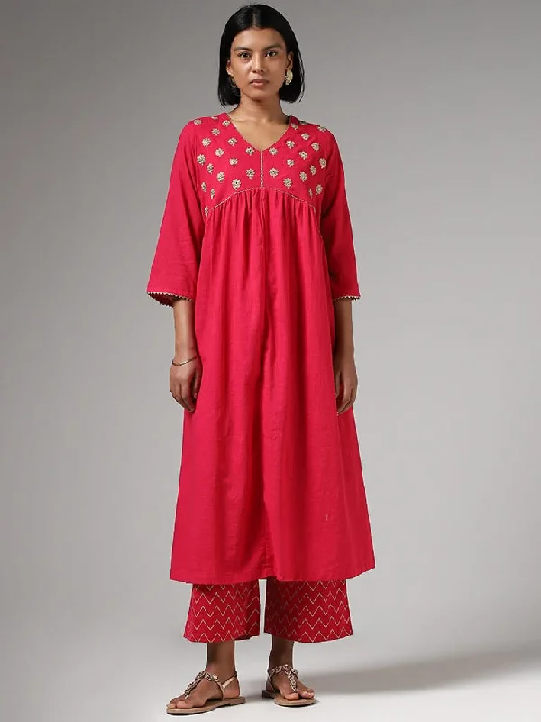 Women's pants for cocktail parties Distressed women jeans for a trendy and edgy look Utsa Pink Zari Embroidered Gathered Kurta Women's pants for cocktail parties Distressed women jeans for a trendy and edgy look Utsa Pink Zari Embroidered Gathered Kurta