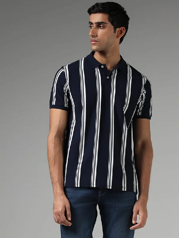 Women's unisex - style casual pants Ripped women jeans for a rebellious and fashion - forward style WES Casuals Navy Striped Slim-Fit Polo T-Shirt Women's unisex - style casual pants Ripped women jeans for a rebellious and fashion - forward style WES Casuals Navy Striped Slim-Fit Polo T-Shirt