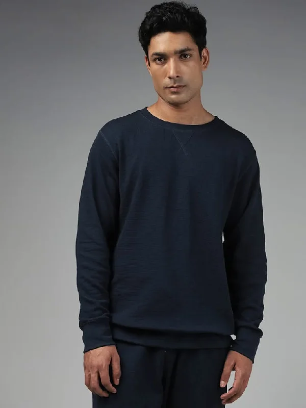Women's hand - made artisanal pants Acid - wash women jeans with a retro finish WES Lounge Solid Dark Blue Ribbed Relaxed-Fit Sweatshirt Women's hand - made artisanal pants Acid - wash women jeans with a retro finish WES Lounge Solid Dark Blue Ribbed Relaxed-Fit Sweatshirt