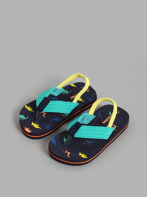 Women's velvet party pants Embellished women jeans with studs or rhinestones for a glamorous touch Yellow Navy Dino Printed Flip Flops