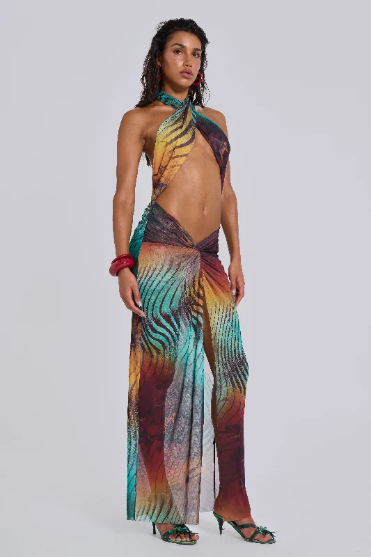 Ruffled maxi dresses with a tiered skirt for added volumeAkila Knotted Halter Maxi Dress Ruffled maxi dresses with a tiered skirt for added volumeAkila Knotted Halter Maxi Dress
