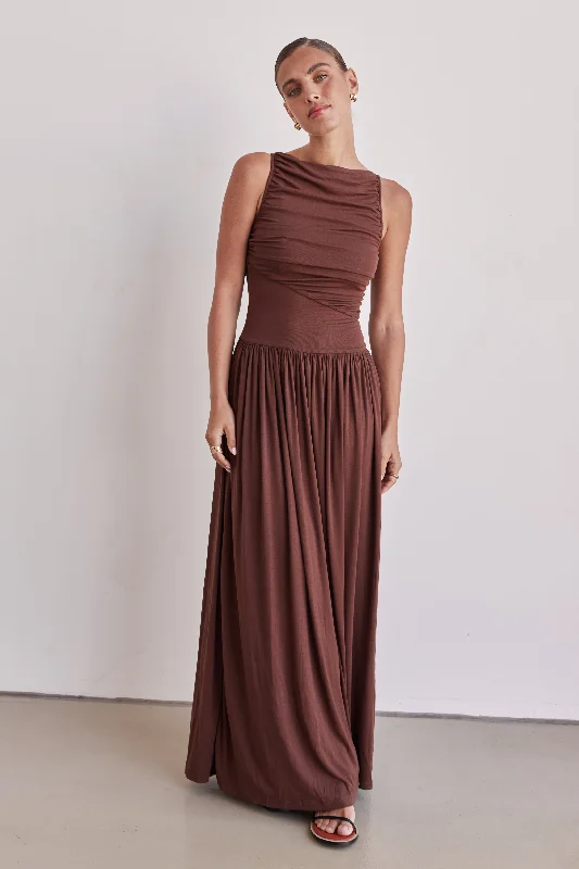 Maxi dresses with one - shoulder designs for a stylish and asymmetric lookArielle Maxi Dress (Chocolate) Maxi dresses with one - shoulder designs for a stylish and asymmetric lookArielle Maxi Dress (Chocolate)