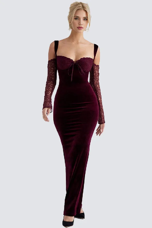 Maxi dresses with a cinched waist for a defined silhouetteBeautiful Evening Velvet Maxi Dress