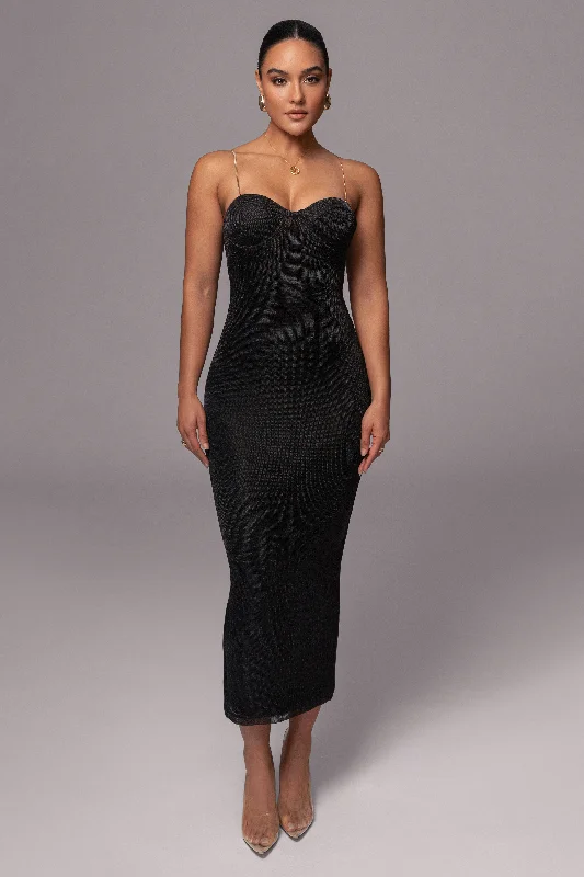 Maxi dresses with a criss - cross back for a flirty and unique detailBlack Twilight Elegance Maxi Dress