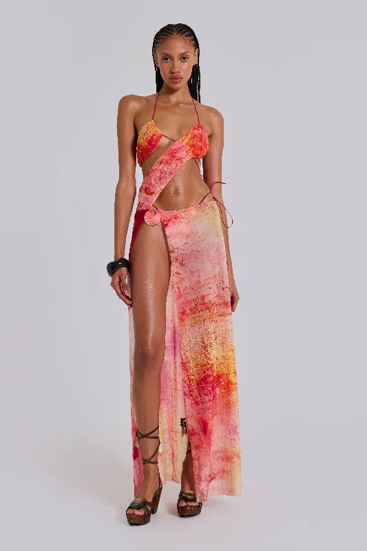Leather maxi dresses for an edgy and bold appearanceCantha Asymmetric Cut Out Maxi Dress in Sunset Leather maxi dresses for an edgy and bold appearanceCantha Asymmetric Cut Out Maxi Dress in Sunset