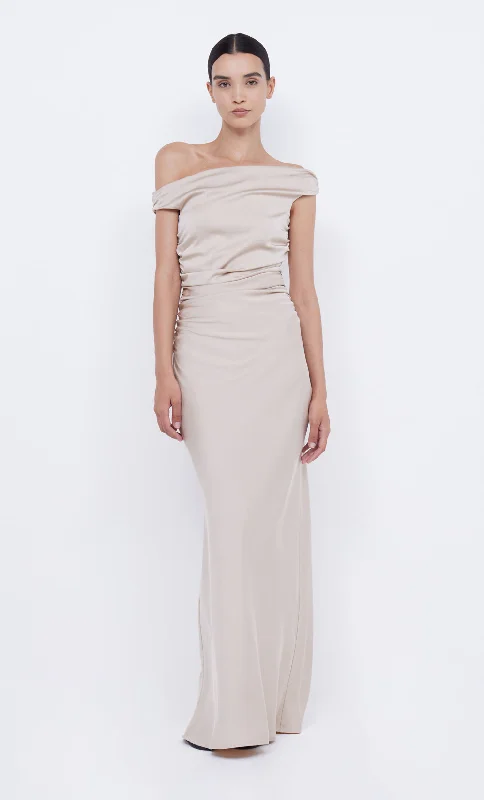 Maxi dresses with a halter neck for a stylish and sophisticated choiceETERNITY OFF SHOULDER MAXI - SAND Maxi dresses with a halter neck for a stylish and sophisticated choiceETERNITY OFF SHOULDER MAXI - SAND