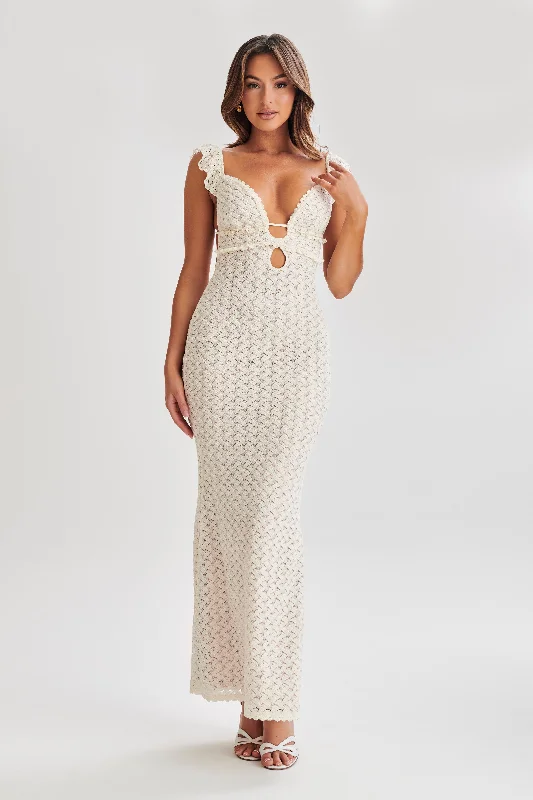 Maxi dresses with an empire waist for a flattering fit on all body typesEzra Lace Maxi Dress - Ivory Maxi dresses with an empire waist for a flattering fit on all body typesEzra Lace Maxi Dress - Ivory