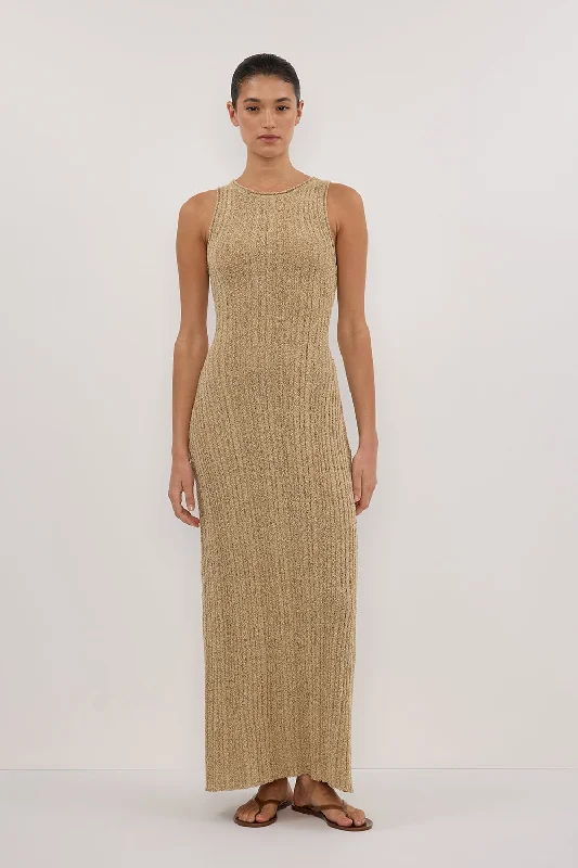 Maxi dresses with pom - pom trims for a playful and festive lookGIANNA DUNE KNIT MAXI DRESS