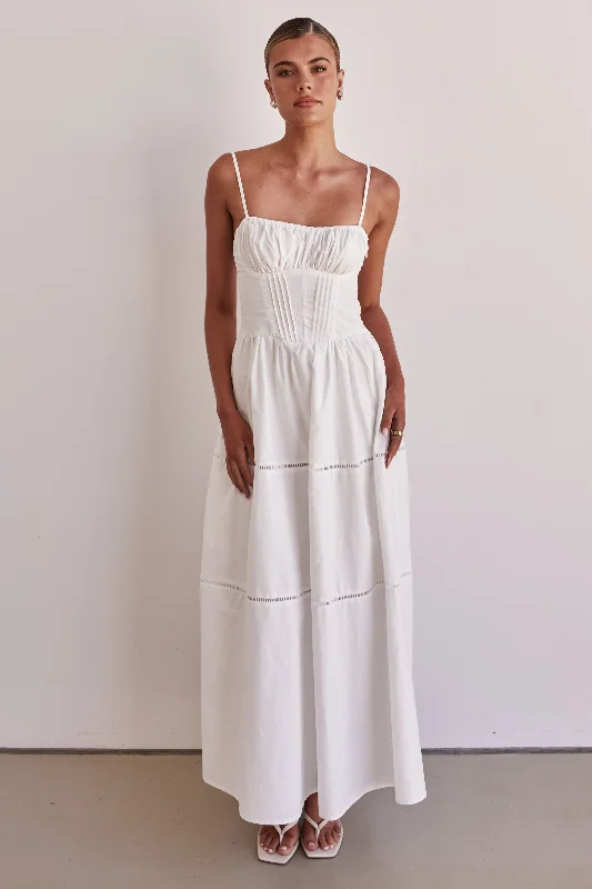 Floral print maxi dresses for summer garden partiesPaolo Maxi Dress (White)