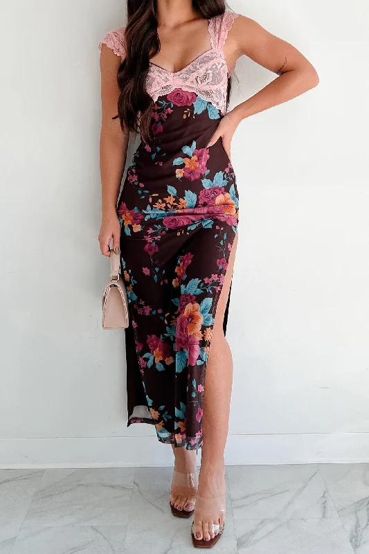 Maxi dresses with fringe trim for a bohemian vibeSaccharine Sweet Lace Detail Floral Mesh Maxi Dress (Mauve/Brown) Maxi dresses with fringe trim for a bohemian vibeSaccharine Sweet Lace Detail Floral Mesh Maxi Dress (Mauve/Brown)