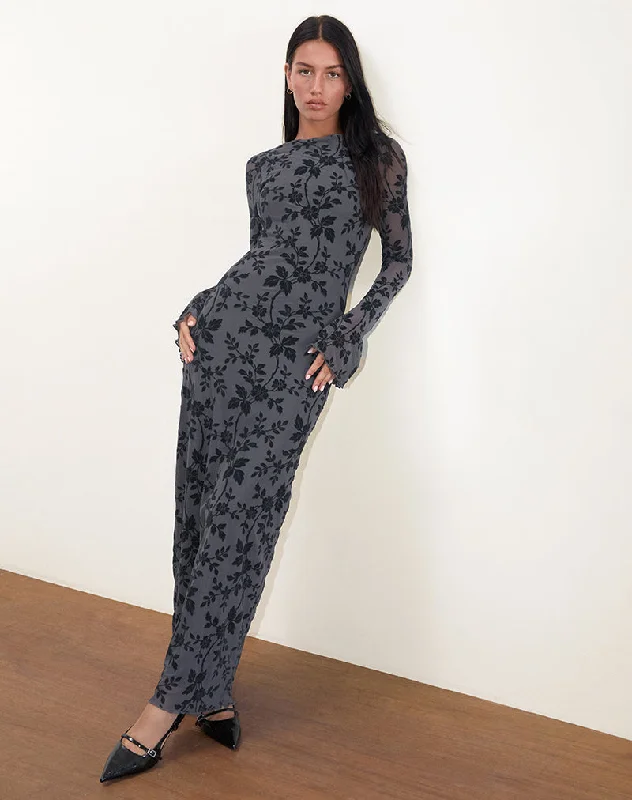 Plaid maxi dresses for fall fashion eventsSlokya Long Sleeve Maxi Dress in Vine Floral Flock Ocean Storm Plaid maxi dresses for fall fashion eventsSlokya Long Sleeve Maxi Dress in Vine Floral Flock Ocean Storm