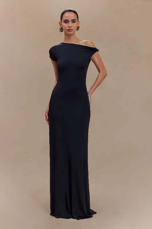 Maxi dresses with balloon sleeves for a vintage - inspired styleTamsin Short Sleeve Modal Maxi Dress - Black