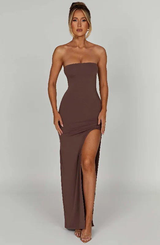 Strapless maxi dresses for a beachside vacationTeyana Maxi Dress - Chocolate