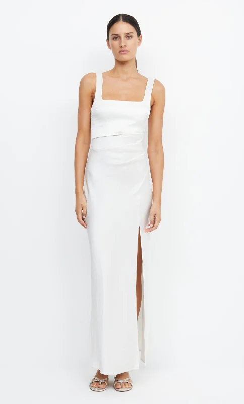 Maxi dresses with cut - out details on the sides for a modern edgeTHE DREAMER SQUARE NECK DRESS - IVORY Maxi dresses with cut - out details on the sides for a modern edgeTHE DREAMER SQUARE NECK DRESS - IVORY
