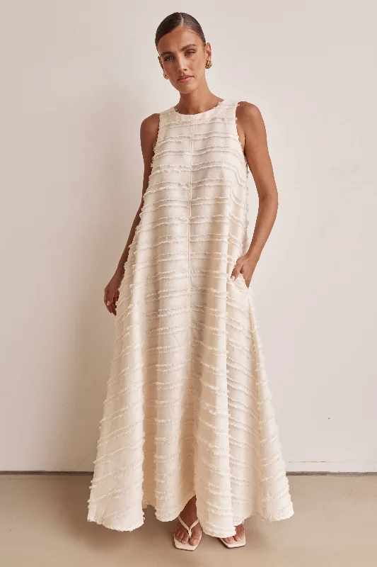 Maxi dresses with geometric prints for a contemporary aestheticVesper Maxi Dress (Cream)