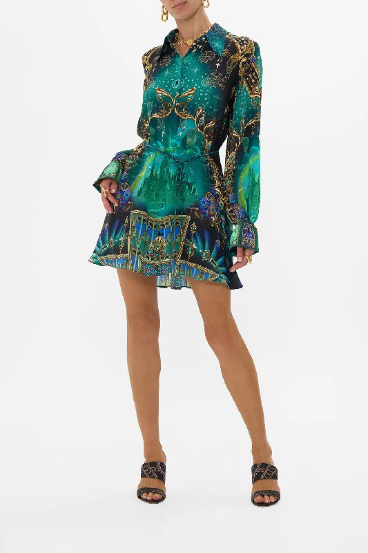 Mini dresses with V - necklines for a flattering shapeSHIFT SHIRT DRESS DEFY GRAVITY