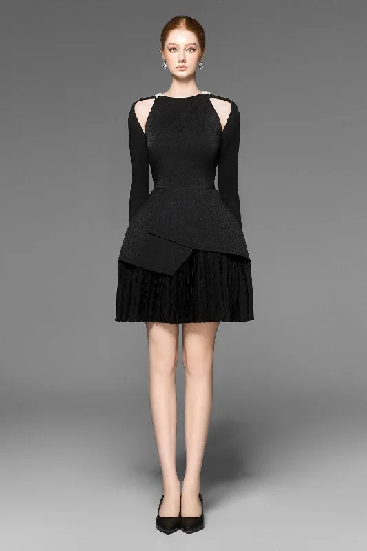 Leather mini dresses for a edgy styleCallie A-line Backless Velvet Mini Dress