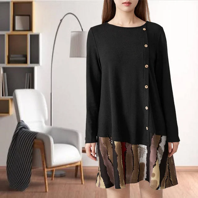 Plaid mini dresses for fall fashionCasual Patchwork Printed Dress