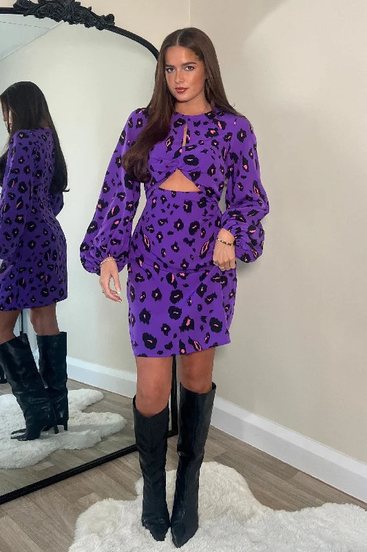 Mini dresses with geometric prints for a modern aestheticClara Purple Leopard Print Mini Dress Mini dresses with geometric prints for a modern aestheticClara Purple Leopard Print Mini Dress