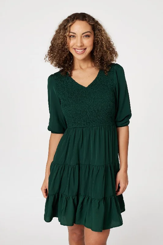 Mini dresses with beaded embellishments for a fancy event1/2 Sleeve Smocked Mini Dress Mini dresses with beaded embellishments for a fancy event1/2 Sleeve Smocked Mini Dress