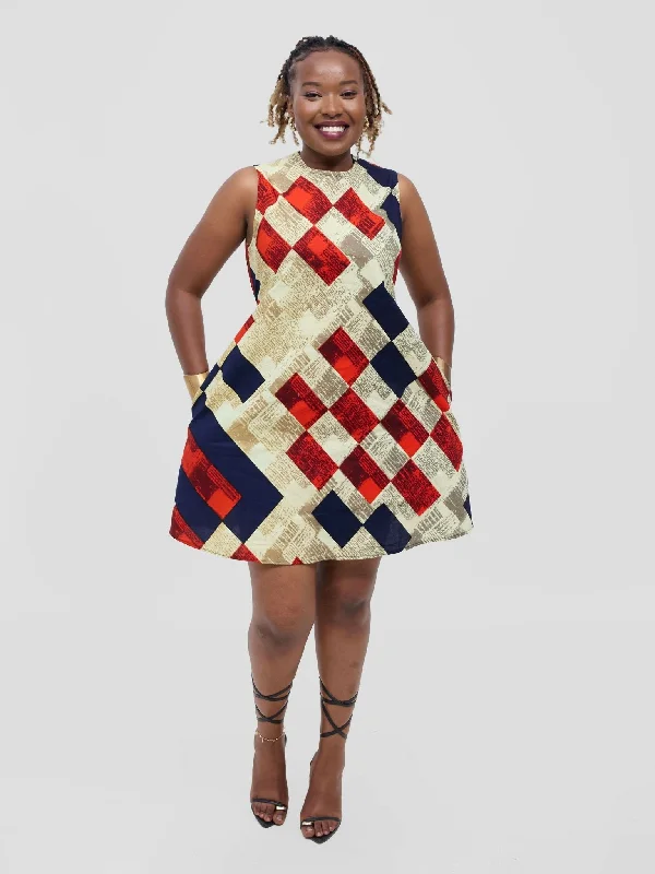 Mini dresses with ruched bodices for a feminine touchDala Shift Dress - Red / Navy