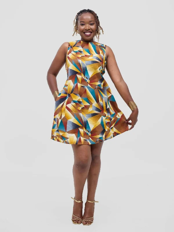 Mini dresses with spaghetti straps for a delicate lookDala Shift Dress - Teal / Brown Mini dresses with spaghetti straps for a delicate lookDala Shift Dress - Teal / Brown