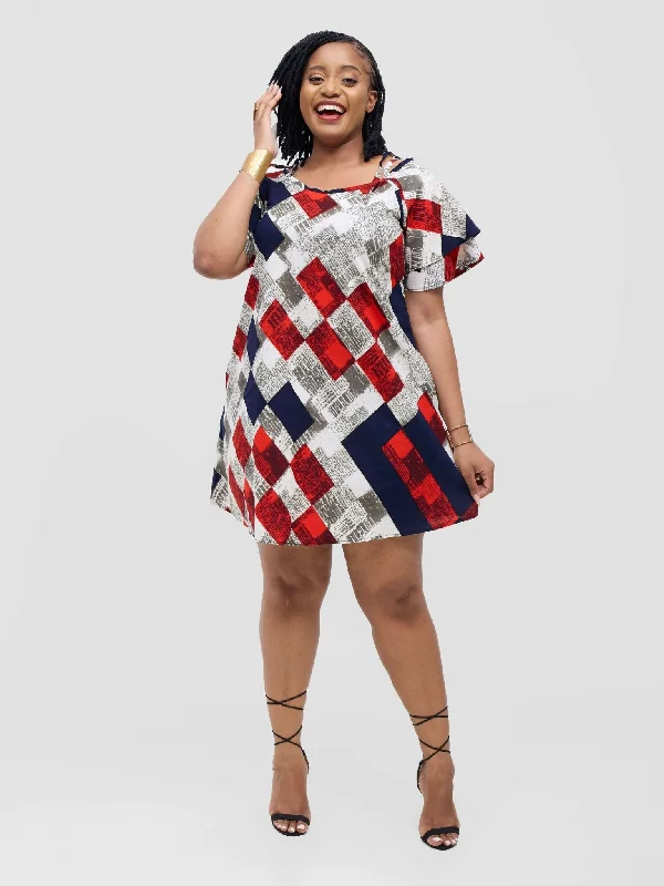 Ruffled mini dresses for a romantic touchDala Shift Dress - White / Red