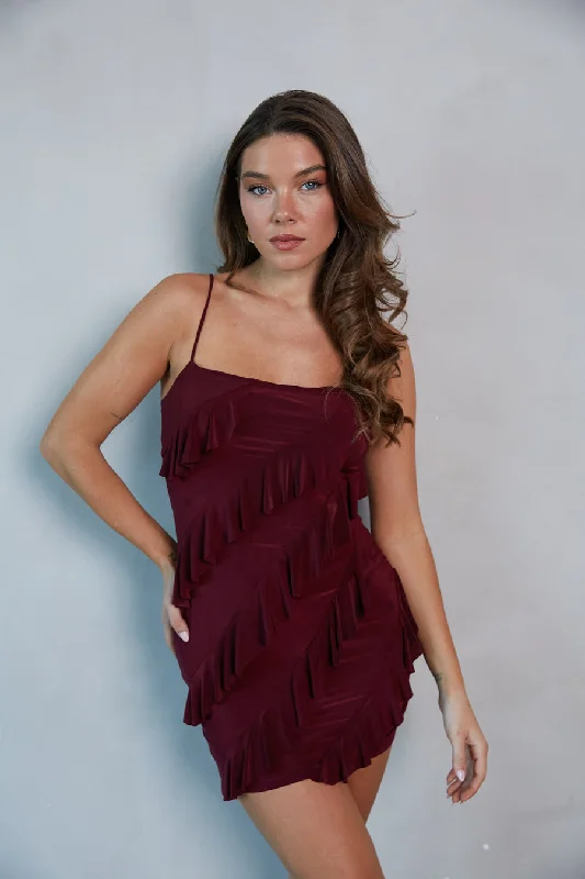Metallic mini dresses for a glamorous eventElise Tiered Ruffle Bodycon Mini Dress