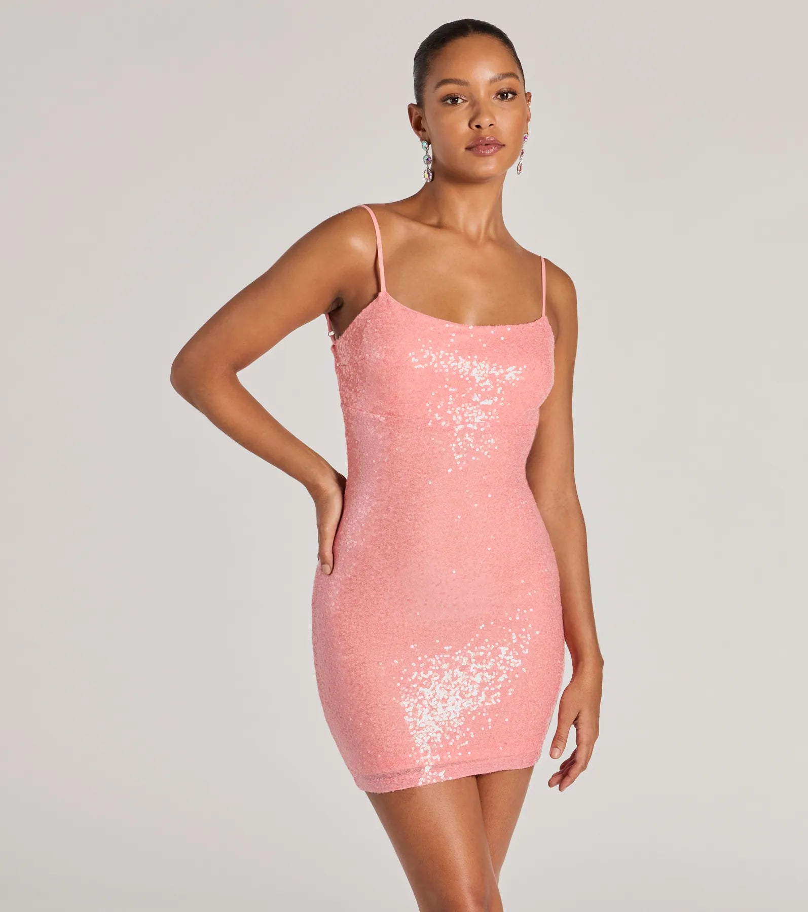 Mini dresses with polka dot patternsMaddie Strappy Back Bodycon Sequin Mini Dress
