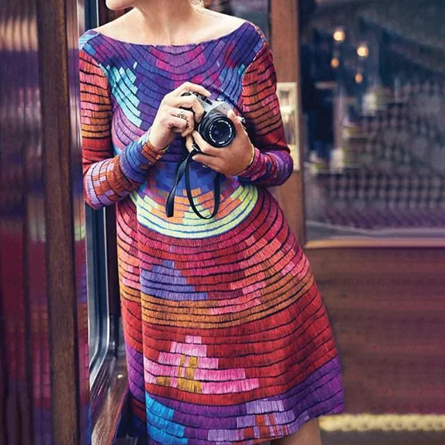 Polyester mini dresses for easy careMulticolored Abstract Print Dress