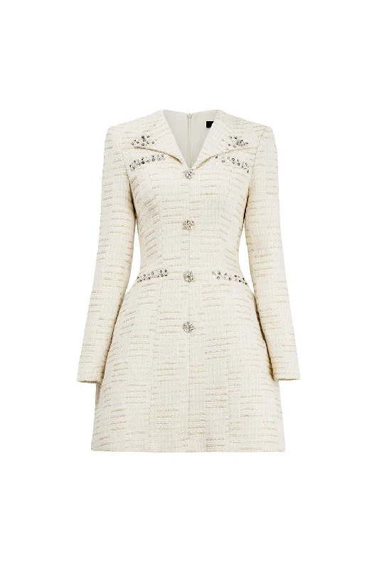 Animal print mini dresses for a bold statementNadeen A-line V-Neck Tweed Mini Dress