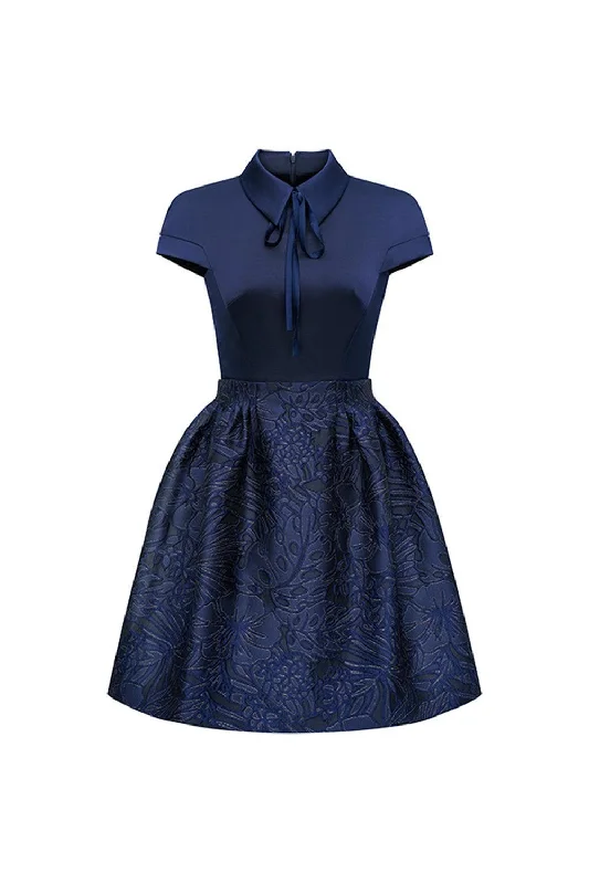 Mini dresses with side slits for a sexy appealSimone A-line Collared Neck Brocade Mini Dress Mini dresses with side slits for a sexy appealSimone A-line Collared Neck Brocade Mini Dress