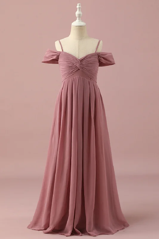 Ribbed - texture wedding guest dresses in neutral colorsBlush Spaghetti Straps Chiffon Junior Bridesmaid Dress Ribbed - texture wedding guest dresses in neutral colorsBlush Spaghetti Straps Chiffon Junior Bridesmaid Dress
