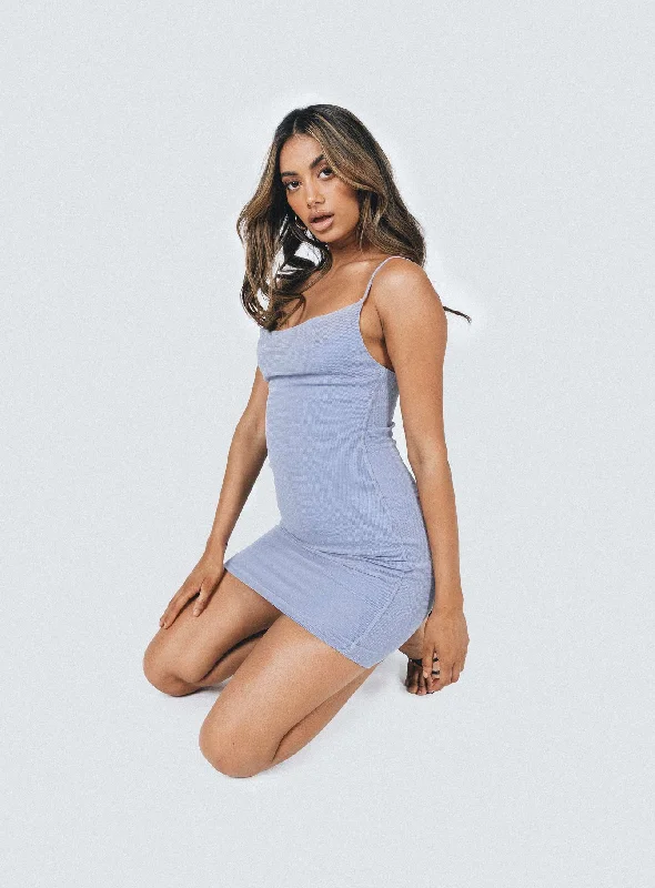 Bodycon dress made of stretchy spandex for comfort​Brandi Mini Dress Blue
