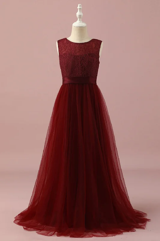 Off - the - shoulder wedding guest dresses in chiffonBurgundy Lace and Tulle Junior Bridesmaid Dress Off - the - shoulder wedding guest dresses in chiffonBurgundy Lace and Tulle Junior Bridesmaid Dress