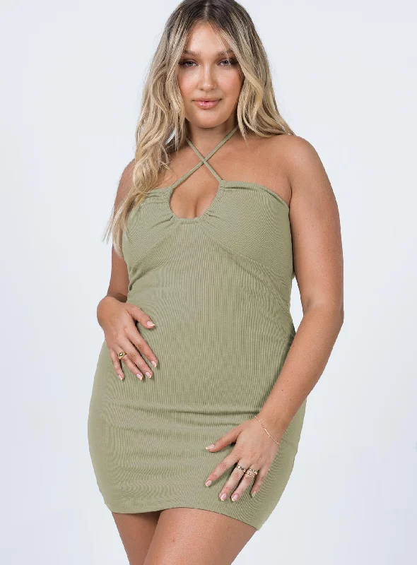 Bodycon dress with a button - down front​Clarke Mini Dress Khaki