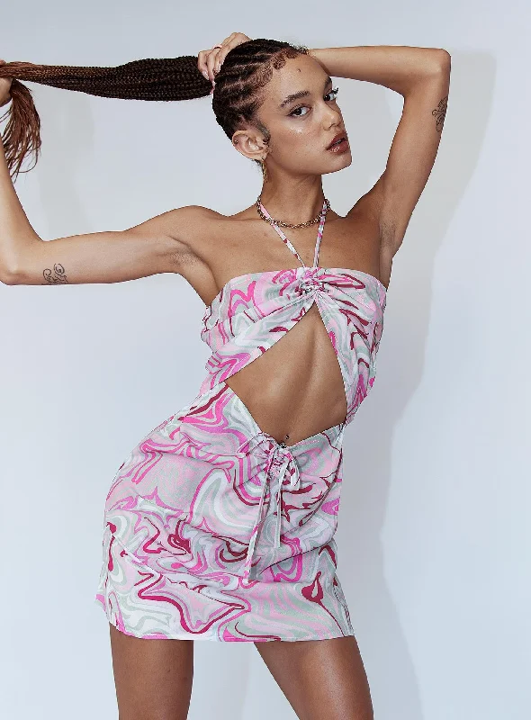 Bodycon dress with a bow accent​Dixie Mini Dress Pink