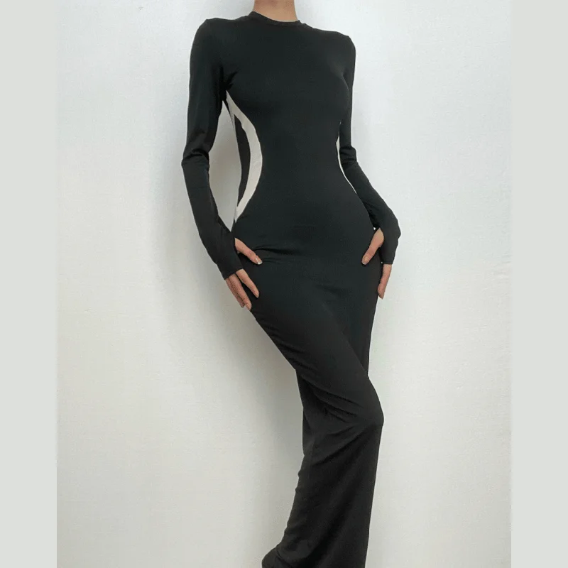 Sequined cocktail dresses with a mermaid silhouetteBerryBetty - Gloves contrast long sleeve crewneck maxi dress Sequined cocktail dresses with a mermaid silhouetteBerryBetty - Gloves contrast long sleeve crewneck maxi dress