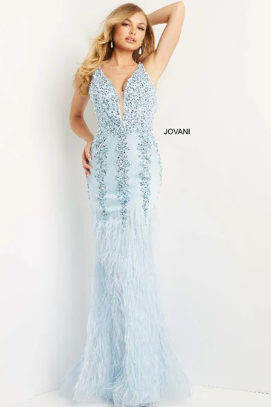 Bodycon dress with a peplum hem​Jovani 08140 Prom Sleeveless Long Formal Gown