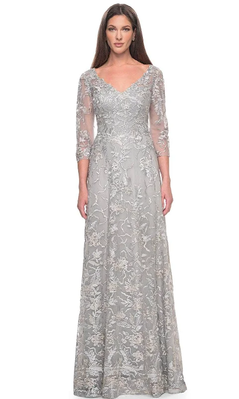 Metallic wedding guest dresses for a glamorous weddingLa Femme 30031 - V-Neck Illusion Formal Dress Metallic wedding guest dresses for a glamorous weddingLa Femme 30031 - V-Neck Illusion Formal Dress
