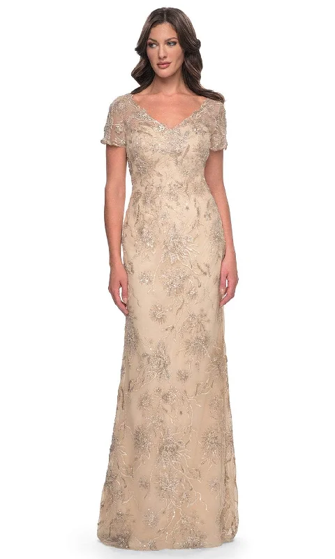 One - shoulder wedding guest dresses with beaded detailsLa Femme 30798 - Beaded Lace Evening Dress One - shoulder wedding guest dresses with beaded detailsLa Femme 30798 - Beaded Lace Evening Dress