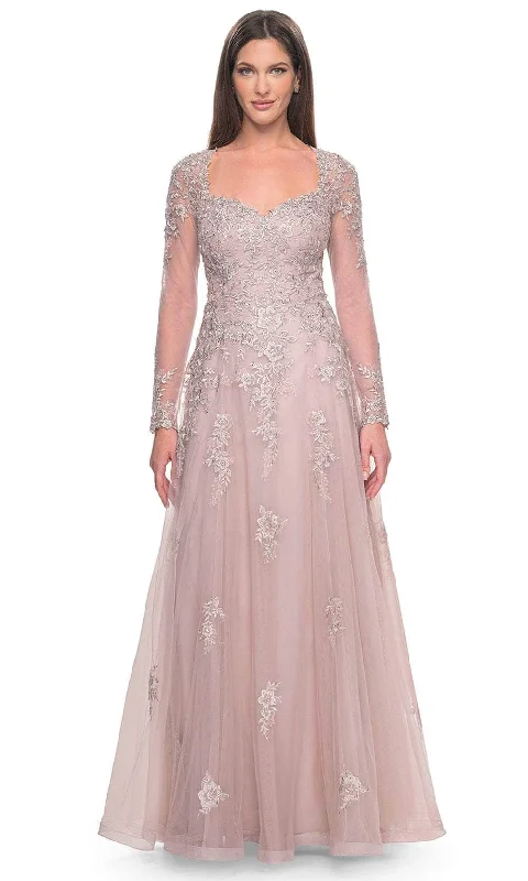 Wedding guest dresses with button - down fronts and A - line silhouettesLa Femme 31937 - Illusion Sleeve Evening Dress Wedding guest dresses with button - down fronts and A - line silhouettesLa Femme 31937 - Illusion Sleeve Evening Dress