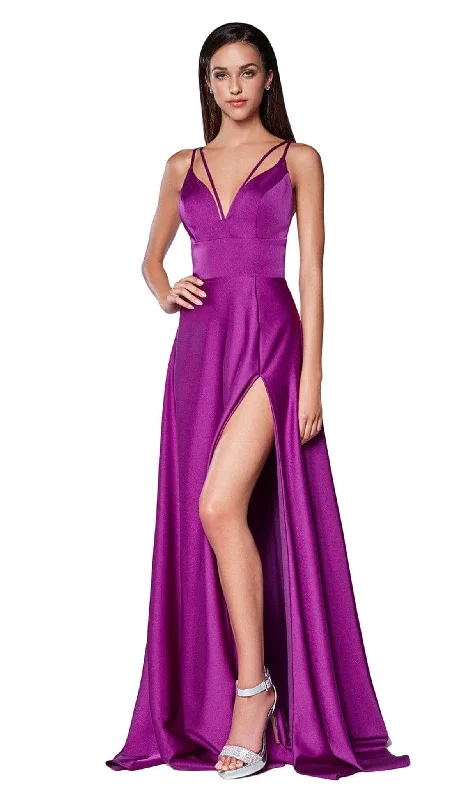 Ladivine CS034 - V-neck A-line Gown With Train